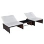 Sillas de jardín reclinables con mesa 2 uds ratán PE marrón de vidaXL, Tumbonas - Ref: Foro24-43068, Precio: 172,05 €, Descue...