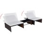 Sillas de jardín reclinables con mesa 2 uds ratán PE marrón de vidaXL, Tumbonas - Ref: Foro24-43068, Precio: 172,05 €, Descue...
