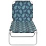 Tumbona plegable de acero y tela estampado de hojas de vidaXL, Tumbonas - Ref: Foro24-310331, Precio: 58,98 €, Descuento: %
