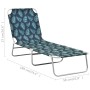 Tumbona plegable de acero y tela estampado de hojas de vidaXL, Tumbonas - Ref: Foro24-310331, Precio: 58,98 €, Descuento: %
