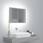 Armario con espejo y LED madera contrachapada gris 60x12x45 cm de vidaXL, Tocadores de baño - Ref: Foro24-822842, Precio: 43,...