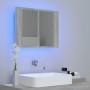 Armario con espejo y LED madera contrachapada gris 60x12x45 cm de vidaXL, Tocadores de baño - Ref: Foro24-822842, Precio: 43,...
