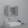 Armario con espejo y LED madera contrachapada gris 60x12x45 cm de vidaXL, Tocadores de baño - Ref: Foro24-822842, Precio: 43,...