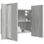 Armario con espejo y LED madera contrachapada gris 60x12x45 cm de vidaXL, Tocadores de baño - Ref: Foro24-822842, Precio: 43,...