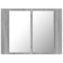 Armario con espejo y LED madera contrachapada gris 60x12x45 cm de vidaXL, Tocadores de baño - Ref: Foro24-822842, Precio: 43,...
