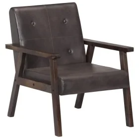 Sillón de cuero auténtico gris de vidaXL, Sillones - Ref: Foro24-247643, Precio: 211,68 €, Descuento: %