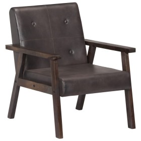 Sillón de cuero auténtico gris de vidaXL, Sillones - Ref: Foro24-247643, Precio: 215,30 €, Descuento: %