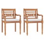Sillas Batavia con cojines 2 unidades madera de teca maciza de vidaXL, Sillas de jardín - Ref: Foro24-43056, Precio: 277,21 €...