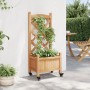 Jardinera con enrejado y ruedas madera maciza de abeto marrón en Macetas y jardineras | Comprar online en Foru.es