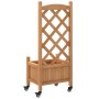 Jardinera con enrejado y ruedas madera maciza de abeto marrón en Macetas y jardineras | Comprar online en Foru.es