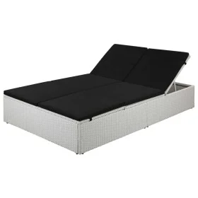 Tumbona con cojín ratán sintético negro de vidaXL, Camas para exteriores - Ref: Foro24-44165, Precio: 289,07 €, Descuento: %