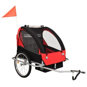 Remolque para bicicletas y cochecito 2 en 1 negro y rojo de vidaXL, Remolques para bicicletas - Ref: Foro24-91375, Precio: 21...
