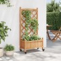 Jardinera con enrejado y ruedas madera maciza de abeto marrón en Macetas y jardineras | Comprar online en Foru.es