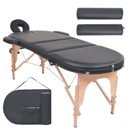 Camilla de masaje plegable 4 cm de grosor 2 cojines negro de vidaXL, Mesas de masaje - Ref: Foro24-110159, Precio: 209,06 €, ...
