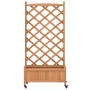 Jardinera con enrejado y ruedas madera maciza de abeto marrón en Macetas y jardineras | Comprar online en Foru.es