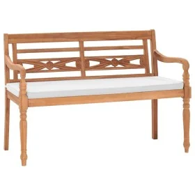 Batavia Bank mit Kissen 120 cm Teakholz von vidaXL, Gartenbänke - Ref: Foro24-43057, Preis: 203,23 €, Rabatt: %