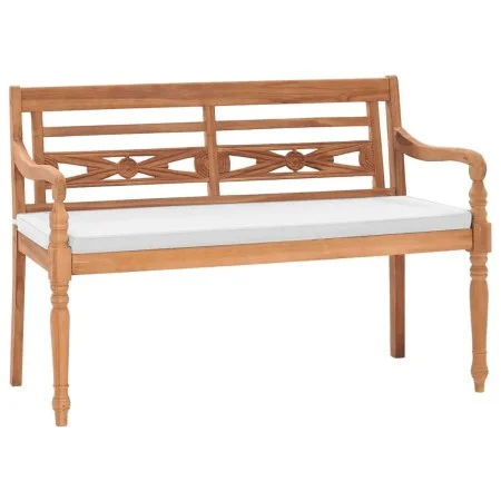 Banco Batavia con cojines 120 cm teca de vidaXL, Bancos de jardín - Ref: Foro24-43057, Precio: 203,23 €, Descuento: %