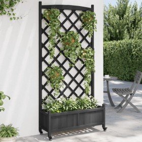 Jardinera con enrejado y ruedas madera maciza de abeto negro en Macetas y jardineras | Comprar online en Foru.es