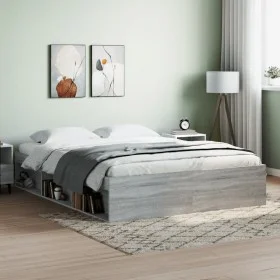 Estructura de cama gris Sonoma 150x200 cm de vidaXL, Camas y somieres - Ref: Foro24-3203871, Precio: 137,71 €, Descuento: %