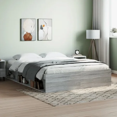 Estructura de cama gris Sonoma 150x200 cm de vidaXL, Camas y somieres - Ref: Foro24-3203871, Precio: 137,71 €, Descuento: %