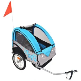 Grauer und blauer Fahrradanhänger 30 kg von vidaXL, Fahrradanhänger - Ref: Foro24-91373, Preis: 194,75 €, Rabatt: %