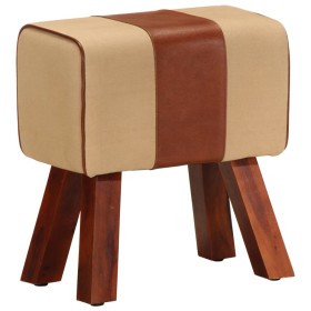 Banco potro gimnasio cuero auténtico madera mango marrón 38 cm en Bancos de comedor y cocina | Comprar online en Foru.es