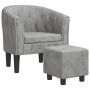 Sillón con taburete terciopelo gris claro de vidaXL, Sillones - Ref: Foro24-356477, Precio: 152,81 €, Descuento: %