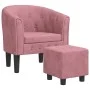 Sillón con taburete terciopelo rosa de vidaXL, Sillones - Ref: Foro24-356482, Precio: 215,38 €, Descuento: %