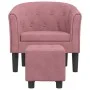 Sillón con taburete terciopelo rosa de vidaXL, Sillones - Ref: Foro24-356482, Precio: 215,38 €, Descuento: %