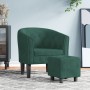 Sillón con taburete terciopelo verde oscuro de vidaXL, Sillones - Ref: Foro24-356480, Precio: 195,00 €, Descuento: %