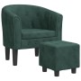 Sillón con taburete terciopelo verde oscuro de vidaXL, Sillones - Ref: Foro24-356480, Precio: 195,00 €, Descuento: %