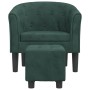 Sillón con taburete terciopelo verde oscuro de vidaXL, Sillones - Ref: Foro24-356480, Precio: 195,00 €, Descuento: %