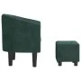 Sillón con taburete terciopelo verde oscuro de vidaXL, Sillones - Ref: Foro24-356480, Precio: 200,79 €, Descuento: %