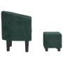Sillón con taburete terciopelo verde oscuro de vidaXL, Sillones - Ref: Foro24-356480, Precio: 195,00 €, Descuento: %