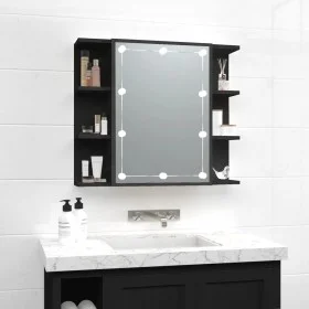 Mueble con espejo y LED negro 70x16,5x60 cm de vidaXL, Tocadores de baño - Ref: Foro24-833536, Precio: 74,17 €, Descuento: %