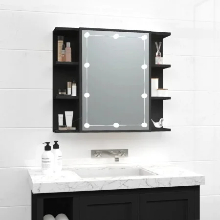 Mueble con espejo y LED negro 70x16,5x60 cm de vidaXL, Tocadores de baño - Ref: Foro24-833536, Precio: 74,17 €, Descuento: %