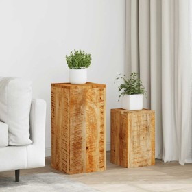 Soportes para plantas 2 unidades madera maciza de mango en Soportes para macetas | Comprar online en Foru.es