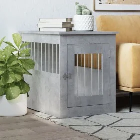 Jaula para perros madera ingeniería gris hormigón 55x75x65 cm de vidaXL, Casetas para perros - Ref: Foro24-838319, Precio: 87...