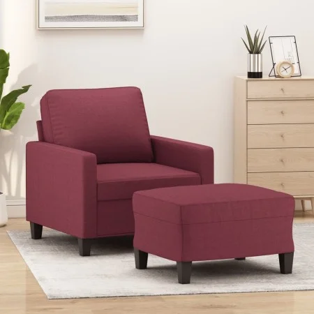 Sillón con taburete tela rojo tinto 60 cm de vidaXL, Sofás - Ref: Foro24-3201035, Precio: 187,38 €, Descuento: %