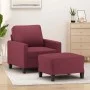 Sillón con taburete tela rojo tinto 60 cm de vidaXL, Sofás - Ref: Foro24-3201035, Precio: 187,38 €, Descuento: %