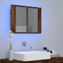 Armario con espejo LED madera roble ahumado 60x12x45 cm de vidaXL, Tocadores de baño - Ref: Foro24-822841, Precio: 59,56 €, D...