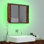 Armario con espejo LED madera roble ahumado 60x12x45 cm de vidaXL, Tocadores de baño - Ref: Foro24-822841, Precio: 59,56 €, D...