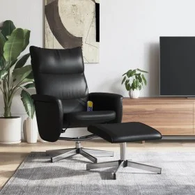 Sillón reclinable masaje con reposapiés cuero sintético negro de vidaXL, Sillones - Ref: Foro24-356600, Precio: 131,54 €, Des...
