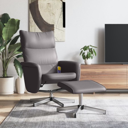 Sillón de masaje reclinable con reposapiés cuero sintético gris de vidaXL, Sillones - Ref: Foro24-356599, Precio: 133,33 €, D...