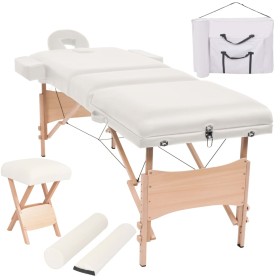 Camilla de masaje y taburete plegable 3 zonas 10 cm blanco de vidaXL, Mesas de masaje - Ref: Foro24-110156, Precio: 272,70 €,...
