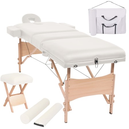 Camilla de masaje y taburete plegable 3 zonas 10 cm blanco de vidaXL, Mesas de masaje - Ref: Foro24-110156, Precio: 272,70 €,...