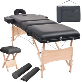 Camilla de masaje y taburete plegable 3 zonas 10 cm negro de vidaXL, Mesas de masaje - Ref: Foro24-110157, Precio: 292,06 €, ...