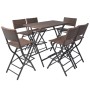 Set comedor de jardín plegable 7 pzas poli ratán y acero marrón de vidaXL, Conjuntos de jardín - Ref: Foro24-42877, Precio: 3...