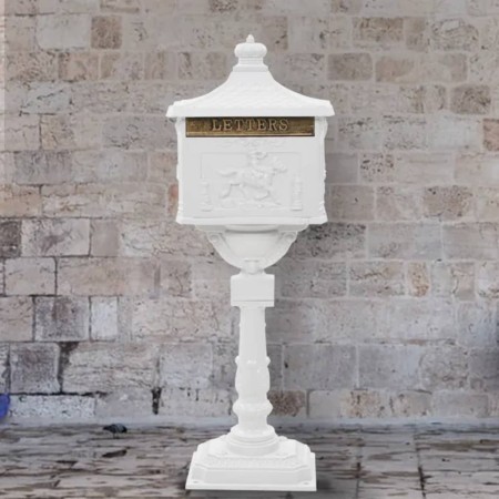 Buzón de pedestal de aluminio estilo vintage inoxidable blanco de vidaXL, Buzones de correo - Ref: Foro24-43894, Precio: 338,...