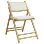 Juego de bistró plegable con cojines 5 pzas bambú blanco crema en Conjuntos de jardín | Comprar online en Foru.es